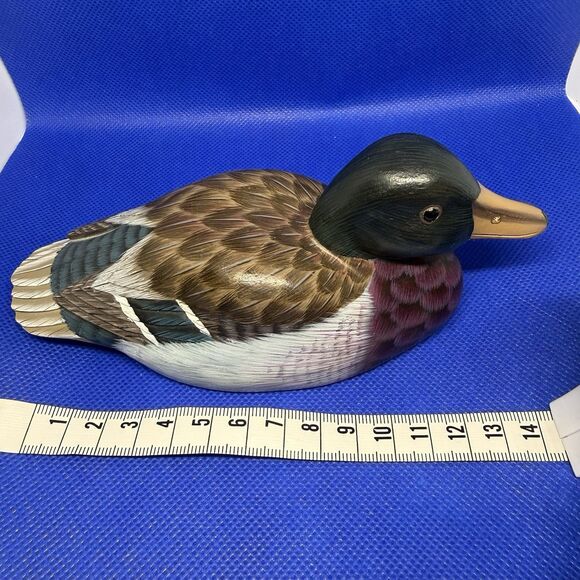 Vintage Hand Carved Mallard Male Duck Figurine 4.7” CHALET SWISS Lucerene SD302 - Picture 5 of 6
